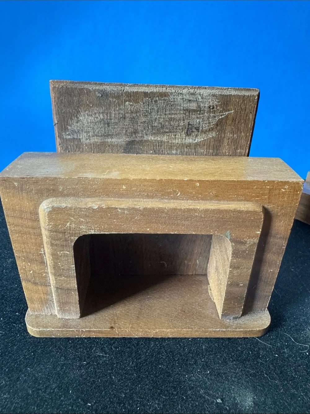 Vintage Miniature Wood Dollhouse Fireplace and Floor Radio